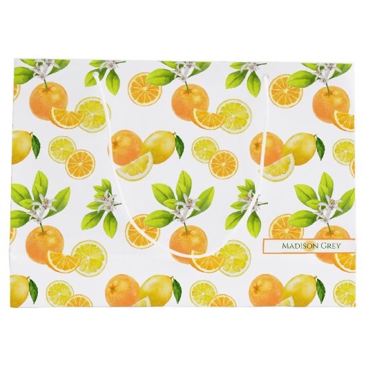 Citrus Fruits Art Sinaasappels and Lemons Patten Groot Cadeauzakje (Achterkant)
