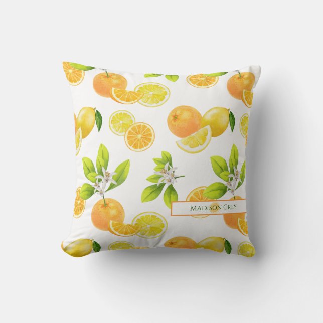 Citrus Fruits Art Sinaasappels and Lemons Patten Kussen (Voorkant)
