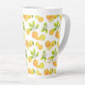 Citrus Fruits Art Sinaasappels and Lemons Patten Latte Mok (Rechterhoek)