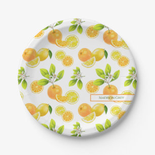 Citrus Fruits Art Sinaasappels and Lemons Patten Papieren Bordje