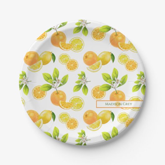Citrus Fruits Art Sinaasappels and Lemons Patten Papieren Bordje (Voorkant)