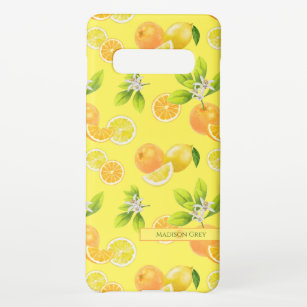 Citrus Fruits Art Sinaasappels and Lemons Patten Samsung Galaxy S10+ Hoesje