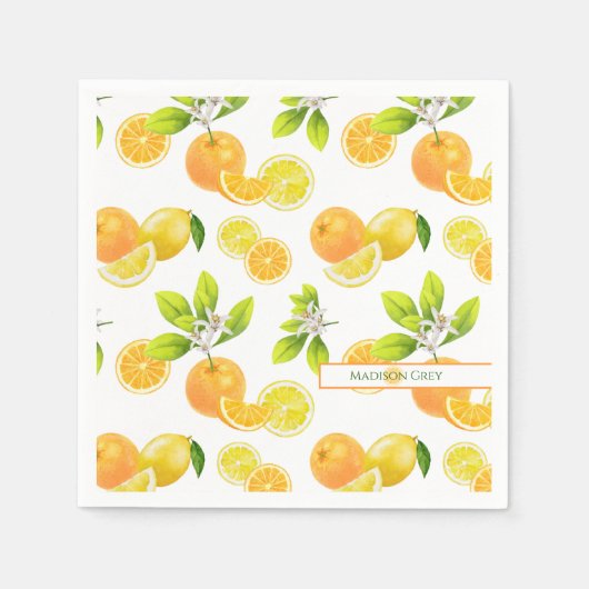 Citrus Fruits Art Sinaasappels and Lemons Patten Servet (Voorkant)