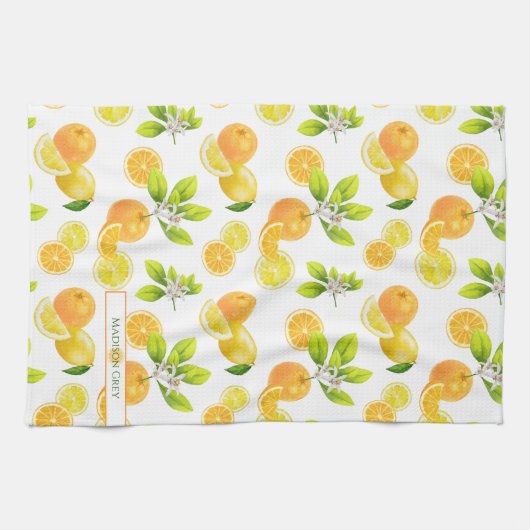 Citrus Fruits Art Sinaasappels and Lemons Patten Theedoek (Horizontaal)