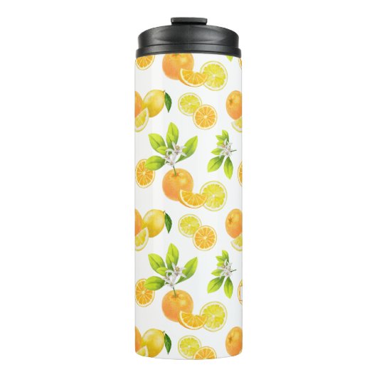 Citrus Fruits Art Sinaasappels and Lemons Patten Thermosbeker (Voorkant)