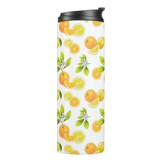 Citrus Fruits Art Sinaasappels and Lemons Patten Thermosbeker (Gedraaid links)
