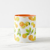 Citrus Fruits Art Sinaasappels and Lemons Patten Tweekleurige Koffiemok (Center)