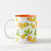 Citrus Fruits Art Sinaasappels and Lemons Patten Tweekleurige Koffiemok (Links)