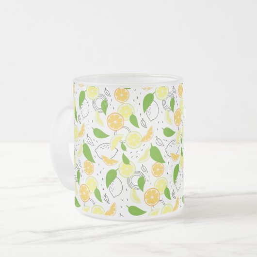 Citrus Fruits Lemon Orange Modern. Matglas Koffiemok (Voorkant links)