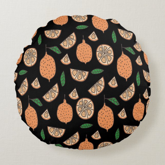 Citrus Fruits Rond Kussen (Voorkant)