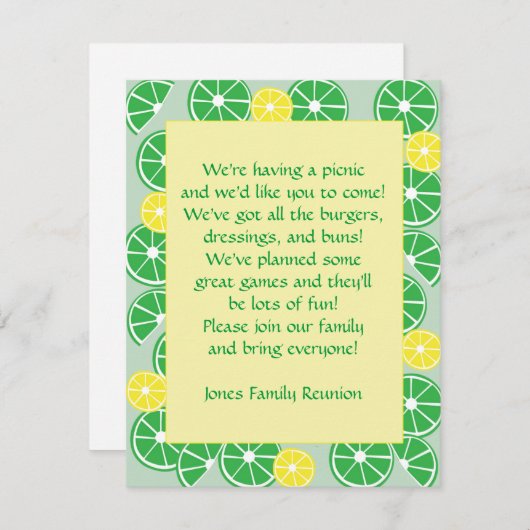 Citrus Fun uitnodiging (Voorkant / Achterkant)