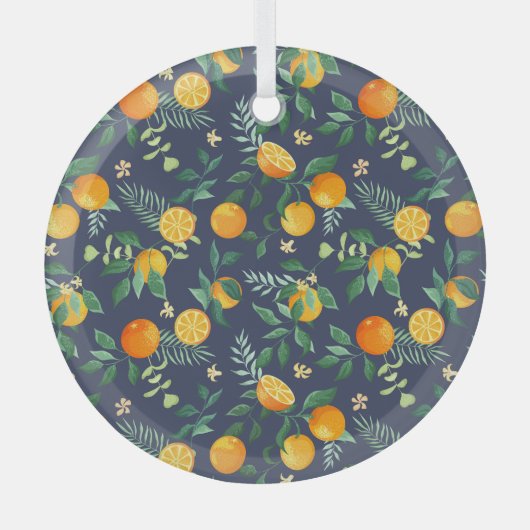 Citrus Fusion: Sinaasappels met tropische flair Glas Ornament (Voorkant)