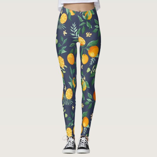 Citrus Fusion: Sinaasappels met tropische flair Leggings (Voorkant)