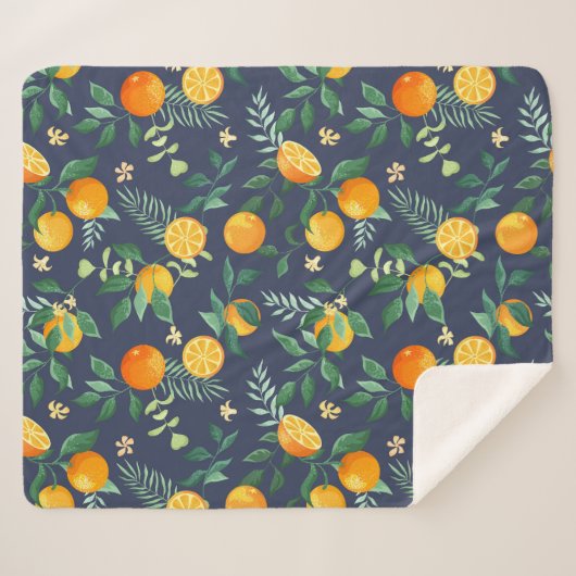 Citrus Fusion: Sinaasappels met tropische flair Sherpa Deken (Voorkant (horizontaal))
