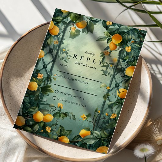 Citrus Garden Botanical Wedding RSVP Kaartje