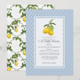 Citrus Garden Lemon Trellis Pattern Baby shower Kaart