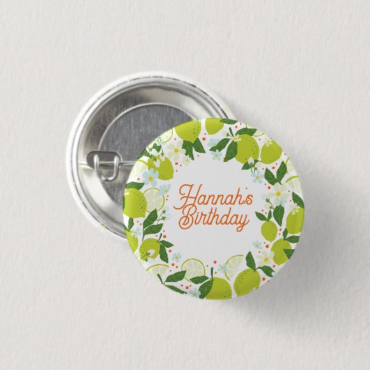 Citrus Garden Party Button - Bewerkbaar tekstontwe (Voorkant /achterkant)