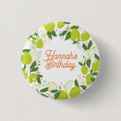 Citrus Garden Party Button - Bewerkbaar tekstontwe (Voorkant)