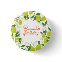 Citrus Garden Party Button - Bewerkbaar tekstontwe