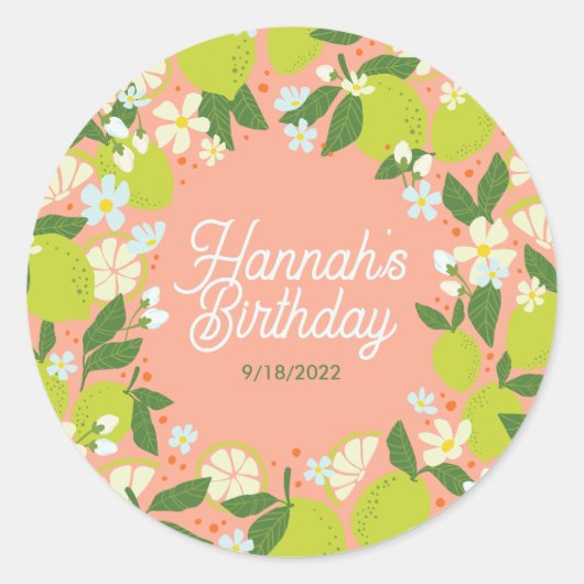 Citrus Garden Party Stickers - Bewerkbare tekst (Voorkant)