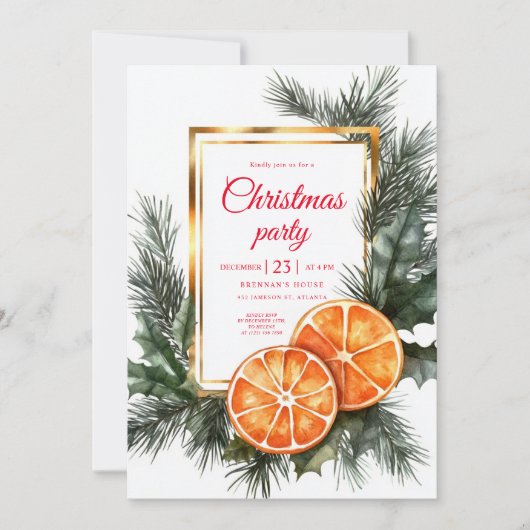 Citrus gedroogde Sinaasappels kerstfeest Kaart (Voorkant)