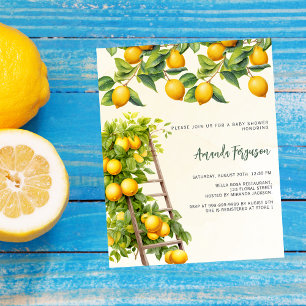 Citrus geel budget baby shower uitnodiging
