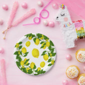 Citrus geel citroen groen blad bruiloft feest papieren bordje (Feest)