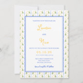 Citrus Geel en Blauw Italiaans Chic bruiloft Kaart (Voorkant)