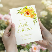 Citrus Geel en Groen Waterverf Bloem Bruiloft