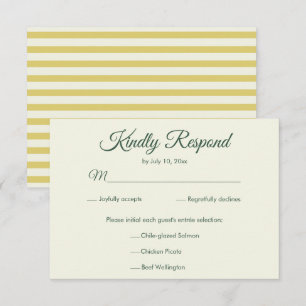 Citrus Geel Groene Elegante Trouwmaaltijd Keuze RSVP Kaartje