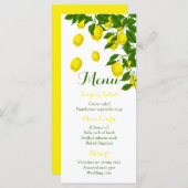Citrus Geel Menu Citroen & Groen Huwelijksfeest (Voorkant / Achterkant)