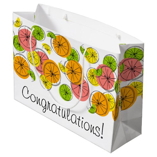 Citrus Gefeliciteerd, cadeau grote tas Groot Cadeauzakje (Achterkant Gekanteld)