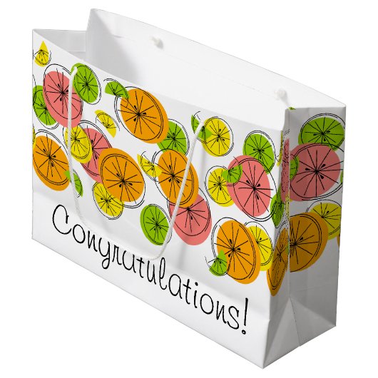 Citrus Gefeliciteerd, cadeau grote tas Groot Cadeauzakje (Voorkant Gekanteld)