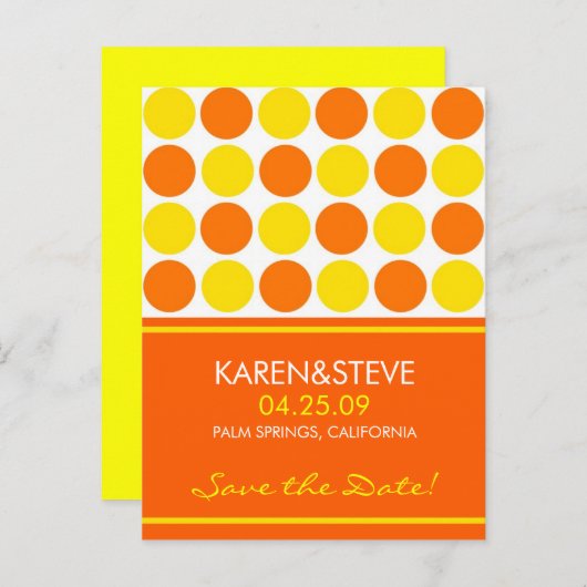 Citrus gekleurde save the dates aankondigingskaart (Voorkant / Achterkant)