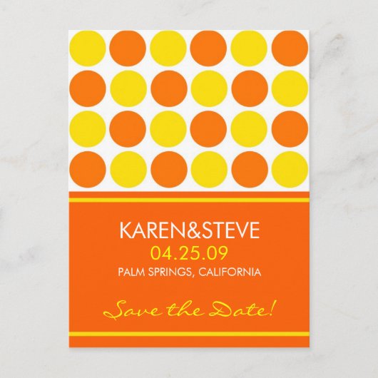 Citrus gekleurde save the dates aankondigingskaart (Voorkant)