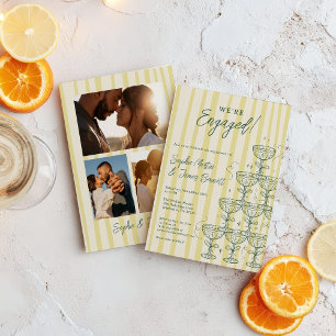 Citrus Gele Champagne Toren Foto Verlovingsaankond Kaart