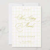 Citrus Gele Check Luxe Zomer Bruiloft Save The Date (Voorkant)