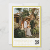 Citrus Gele Check Luxe Zomer Bruiloft Save The Date (Achterkant)