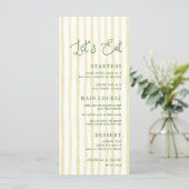 Citrus Gele Streep Handgeschreven Eiland Bruiloft Menu (Staand voorkant)