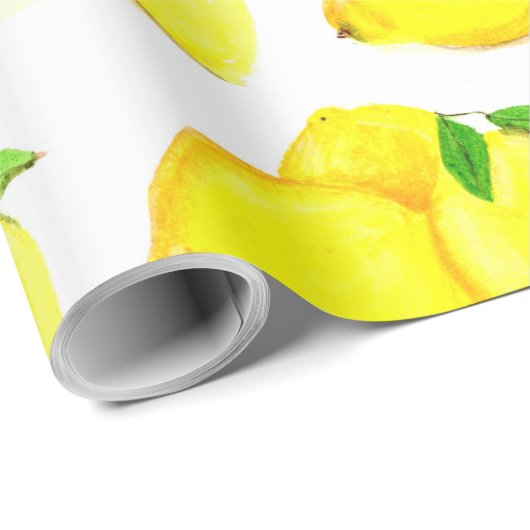 Citrus gele Waterverf van het fruitpatroon Citrus Cadeaupapier (Rol Hoek)