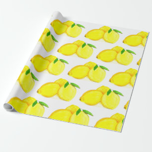 Citrus gele Waterverf van het fruitpatroon Citrus Cadeaupapier