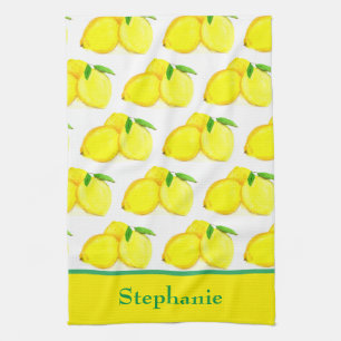 Citrus gele Waterverf van het fruitpatroon Citrus Theedoek
