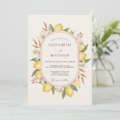 Citrus Gele Wreath Bruiloft Kaart (Staand voorkant)