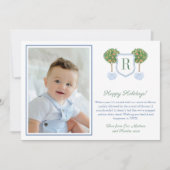 Citrus Gelukkig Kerstmis Monogram Wapenschild Afbe Feestdagenkaart (Voorkant)