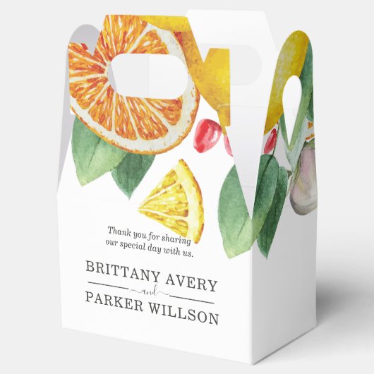 Citrus gepersonaliseerde bruiloft gunst bedankdoosjes (Geopend)