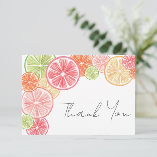 Citrus gepersonaliseerde naam bedankkaart (Staand voorkant)