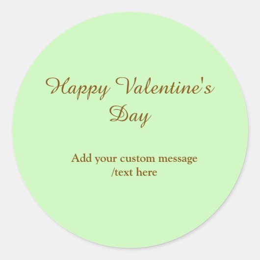 Citrus green brown happy Valentine's day simple Ronde Sticker (Voorkant)