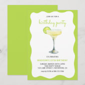 Citrus Green Chic Wavy Summer Cocktail Birthday Kaart (Voorkant / Achterkant)