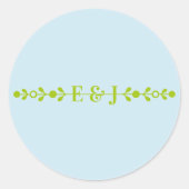 Citrus Green & Coastal Blue Wedding Ronde Sticker (Voorkant)