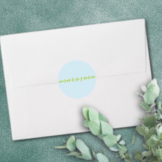 Citrus Green & Coastal Blue Wedding Ronde Sticker